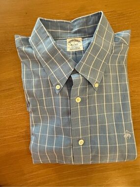Brooks Brothers Button-Down Plaid Men's Shirt - Blue